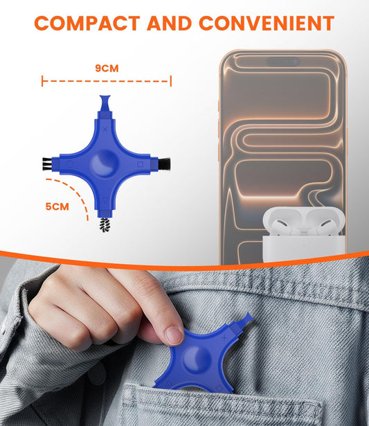 Port Cleaner for iPhone, CODOGOY Charging Port Cleaning Kit with Brushes for Lightning Port & USB-C Phones, Earbuds - Blue