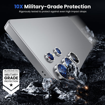 WSKEN for Samsung Galaxy S25 Ultra Camera Lens Protector - Ultra Thin Case Friendly, 9H Shatterproof Tempered Glass with Aluminum Metal Circle Camera Screen Protector Cover Accessories, Glitter