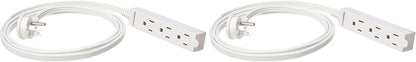 Amazon Basics Rectangular Indoor Extension Cord Power Strip, 3-Prong, Flat Plug, Grounded - 13 Amps, 1625 Watts, 125 VAC - 2-Pack, 6 ft, White