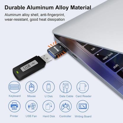 ENVEL USB to USB C Adapter, USB3 5Gbps High Speed Data Transfer, OTG Converter Thunderbolt3 to USB Female Compatible with Apple iWatch iPhone 15 Pro Max iPad Air 4 5 Mini 6 (Black C, USB C Male)