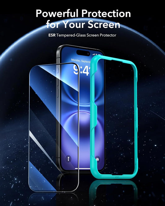 ESR 3 Pack for iPhone 16 / iPhone 15 Screen Protector, [9H Hardness] [Military Grade Shatterproof] Full Coverage Tempered Glass Film with Easy Installation Tool, HD Clear, Scratch Resistant