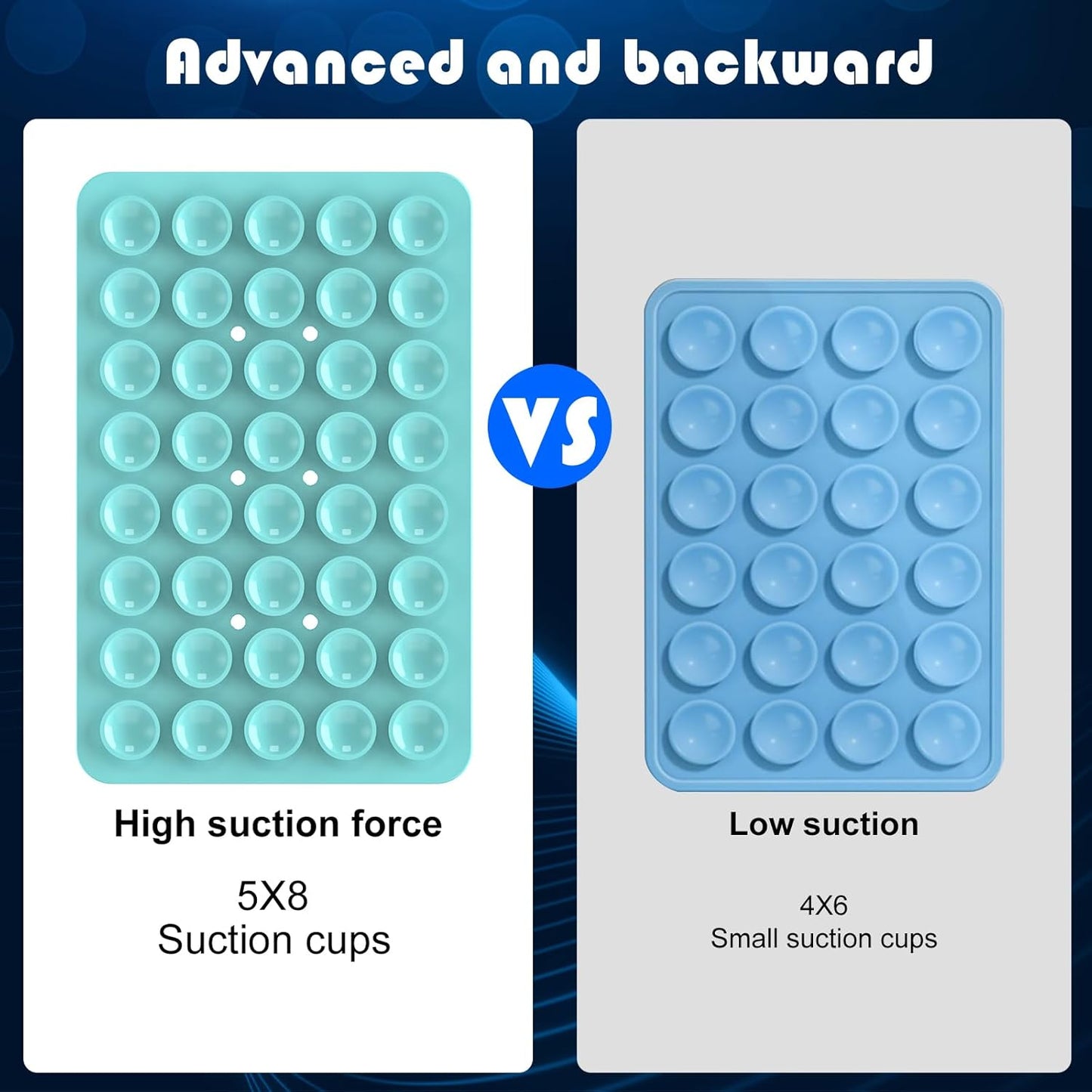 2PACK Silicone Double Sided Suction Phone Case Mount, Detachable Hands Free & Strong Grip Holder for Selfies & Videos, Compatible iPhone Android (Sky Blue, 2Pack 40 Suction Cups)