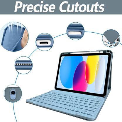 Keyboard Case for iPad 11th 10th Generation - iPad 10th Generation Case with Detachable Wireless Keyboard - Smart Folio Cover with Pencil Holder for 11-inch A16 2025 10.9-inch 2022, Blue