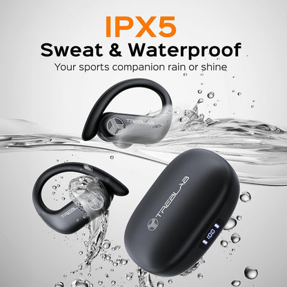 TREBLAB X3 Pro - Ultra Comfortable Earhooks, Pure-HD Sound, Punchy Bass, 145H Battery, Waterproof & Sweatproof Bluetooth Earbuds, Mics for Calls, True Wireless Ear Buds for Sports Workout Running