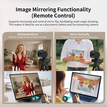 TOALLIN 4K Webcam with Ring Light, Remote Control, PDAF Auto-Focus, 1/2.5" Sensor & 12MP, Built-in Dual Mics, 5X Digital Zoom and Image Mirroring, Web Camera for Live-Streaming/Meeting/Video Calls
