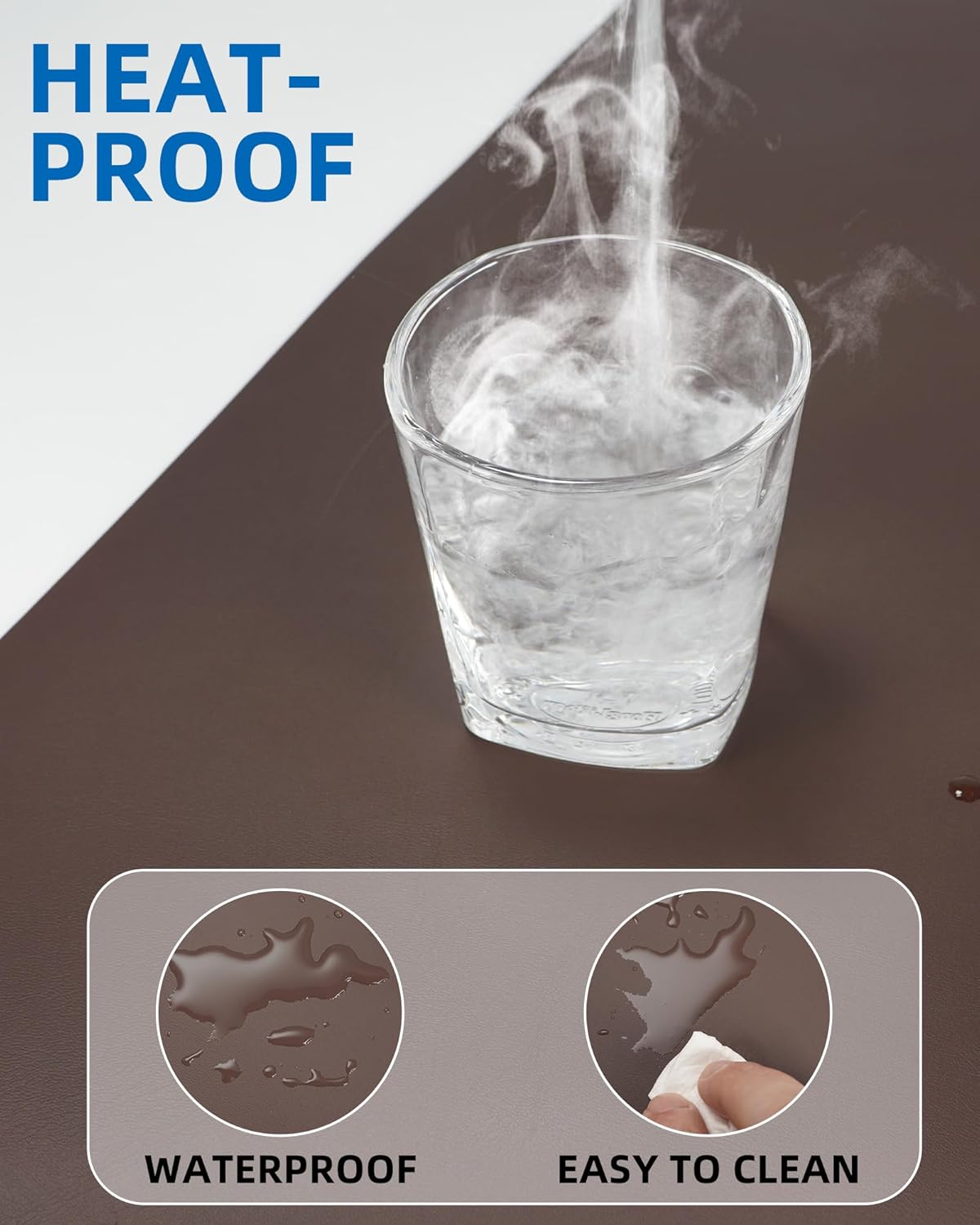 Leather Desk Pad Blotter,Mouse Pad,Office Desk Mat, Non-Slip PU Leather Desk mat,Large Desk mat,Waterproof Keyboard mat for Office/Home/Decor (Coffee,35" x 17")