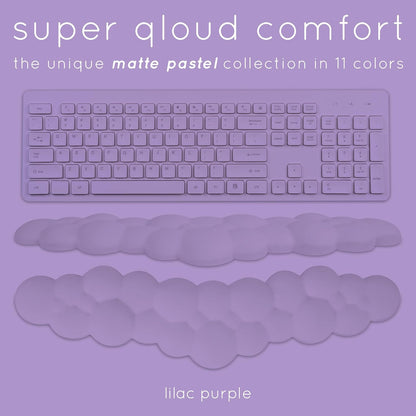Qloud Cloud Wrist Rest Keyboard Wrist Rest for Computer Keyboard Pad, Cloud Keyboard Wrist Rest, Wrist Pad for Keyboard, Memory Foam, Non Slip Base, Comes with Mouse Pad - Lilac Purple
