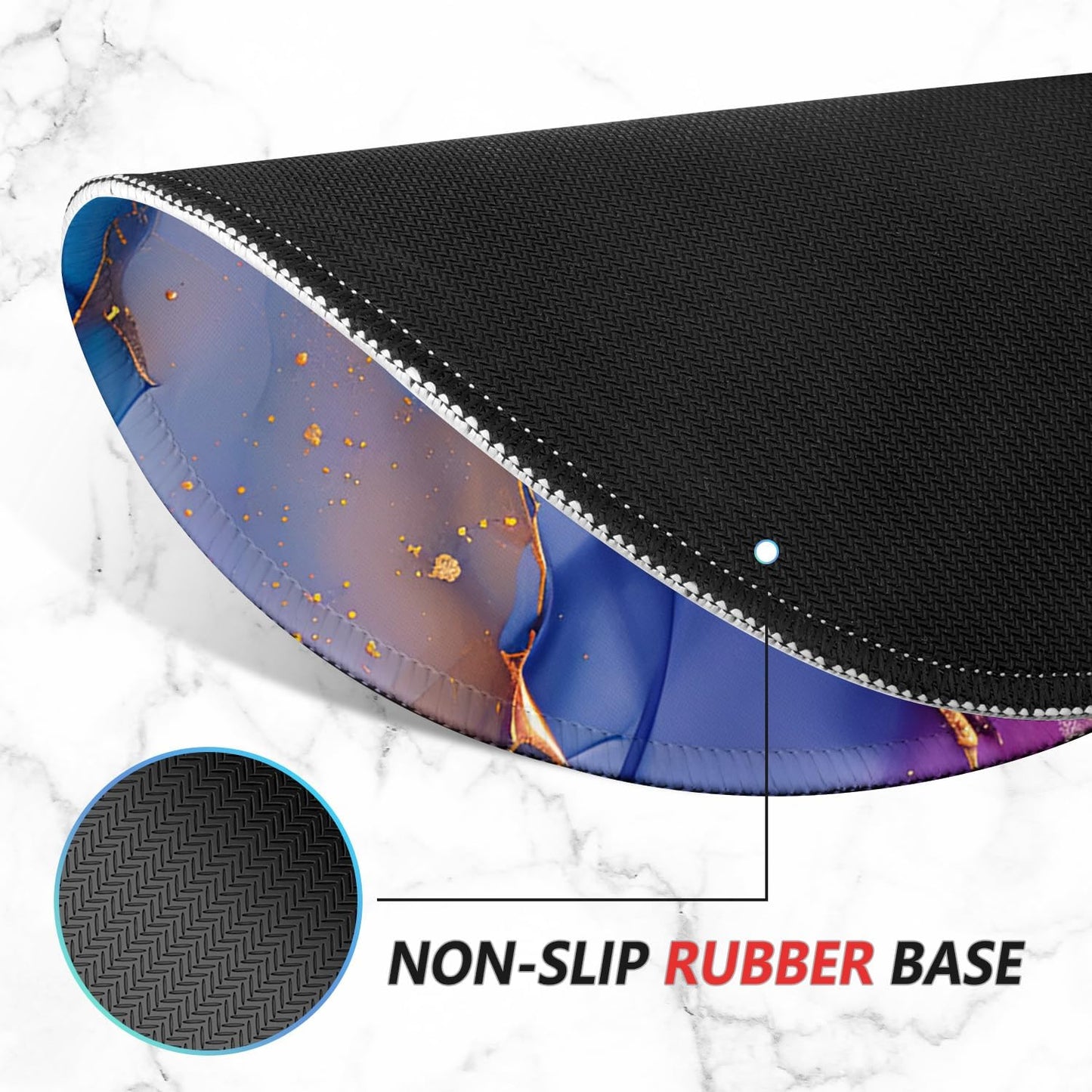 ITNRSIIET Mouse Pad Non-Slip Rubber Base Smooth Surface Stitched Edges Waterproof Durable Compatible with All Mice for Office & Gaming, Desk Accessory, Diameter 8.7 inch, LiquidGold
