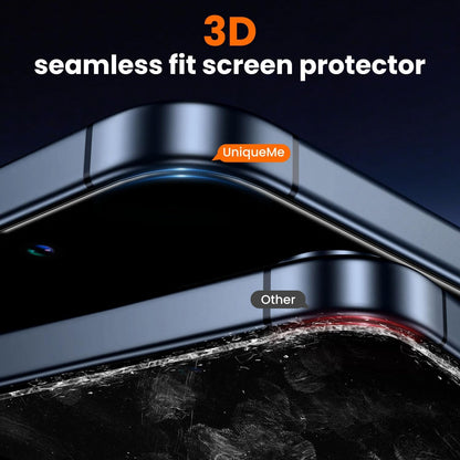 UniqueMe for iPhone 13 Screen Protector - [Military Grade Shatterproof & 9H+ Hardness] Screen Protector 13 Tempered Glass Full Coverage Protection, Easy Installation, 2 Packs