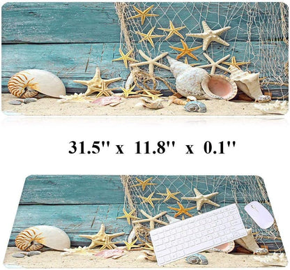 RTGGSEL 31.5x11.8 Inch Non-Slip Long Extended Large Gaming Mouse Pad with Stitched Edges XL Laptops Keyboard Mouse Mat(Starfish)
