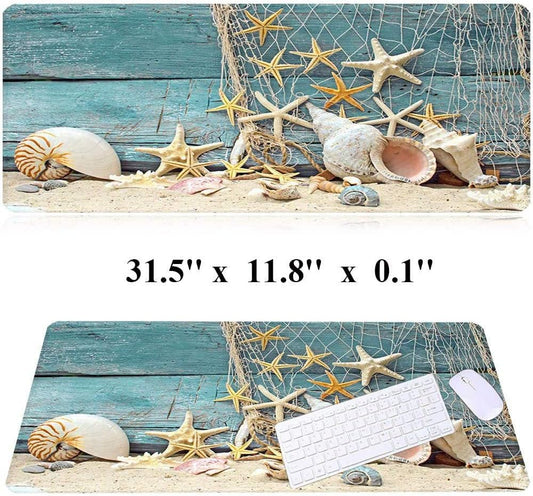 RTGGSEL 31.5x11.8 Inch Non-Slip Long Extended Large Gaming Mouse Pad with Stitched Edges XL Laptops Keyboard Mouse Mat(Starfish)