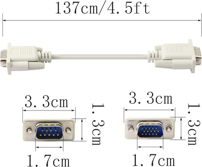 PNGKNYOCN 4.5 Feet DB 9 Pin Male to VGA 15 Pin Male Adapter Cable, RS232 to VGA Conversion Cable， for Computer,Printers, Scanners