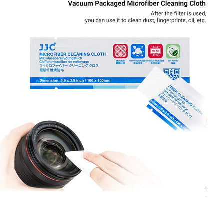 JJC 4 Pockets Filter Case for Round Filter Up to 58mm (37mm 40.5mm 43mm 46mm 49mm 52mm 55mm 58mm), Foldout Lens Filter Pouch with Microfiber Cleaning Cloth, Professional Photography Filter Bag