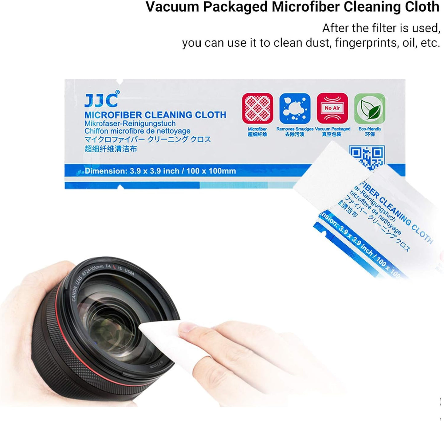 JJC 4 Pockets Lens Filter Case for Filter Up to 82mm (37mm 40.5mm 43mm 46mm 49mm 52mm 55mm 58mm 62mm 67mm 72mm 77mm),Foldout Filter Pouch with Microfiber Cleaning Cloth,Photography Filter Holder Bag