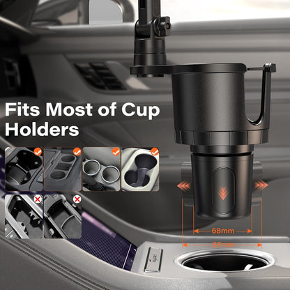 APPS2Car 2-in-1 Cup Phone Holder Mount for Car – Adjustable Arm & Base, 360° Rotatable Cradle – Holds 18–40oz Bottles & Smartphones – for Cars, SUVs, Trucks