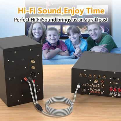 HOSONGIN RCA to Banana Plug Speaker Cable 6 Feet -2 Pack, Gold-Plated Dual-Shielding Hi-Fi Stereo Cable for Home Theater/Amplifier/Subwoofer/Speaker/Audio Receiver/Vinyl Record Player/SoundBar