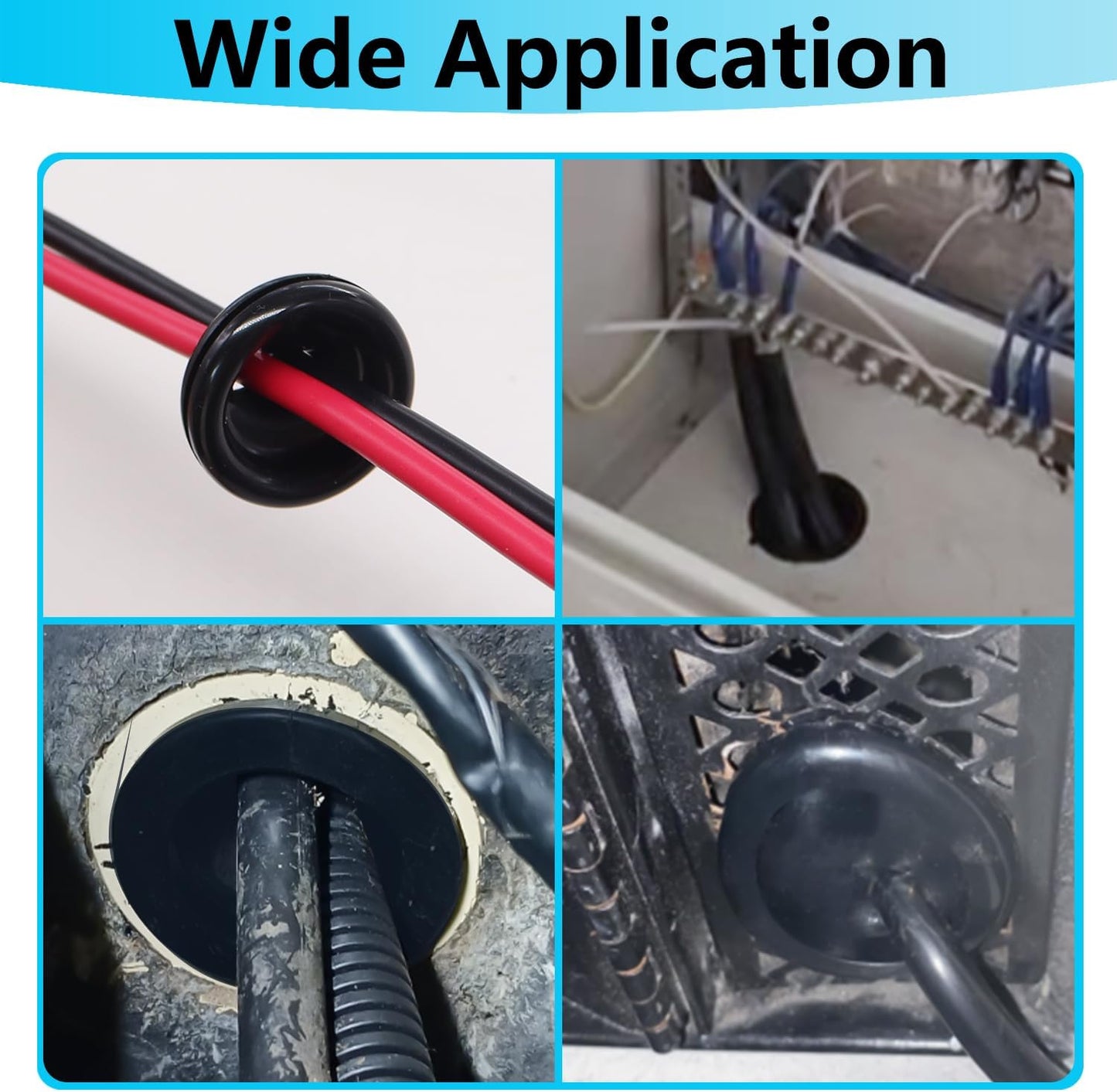 Rubber Grommet Kit Closed Firewall Grommet 7 Sizes 7/25" 3/8" 1/2" 5/8" 3/4" 7/8" 1" Rubber Hole Plug Rubber Grommets for Wiring (188Pcs)