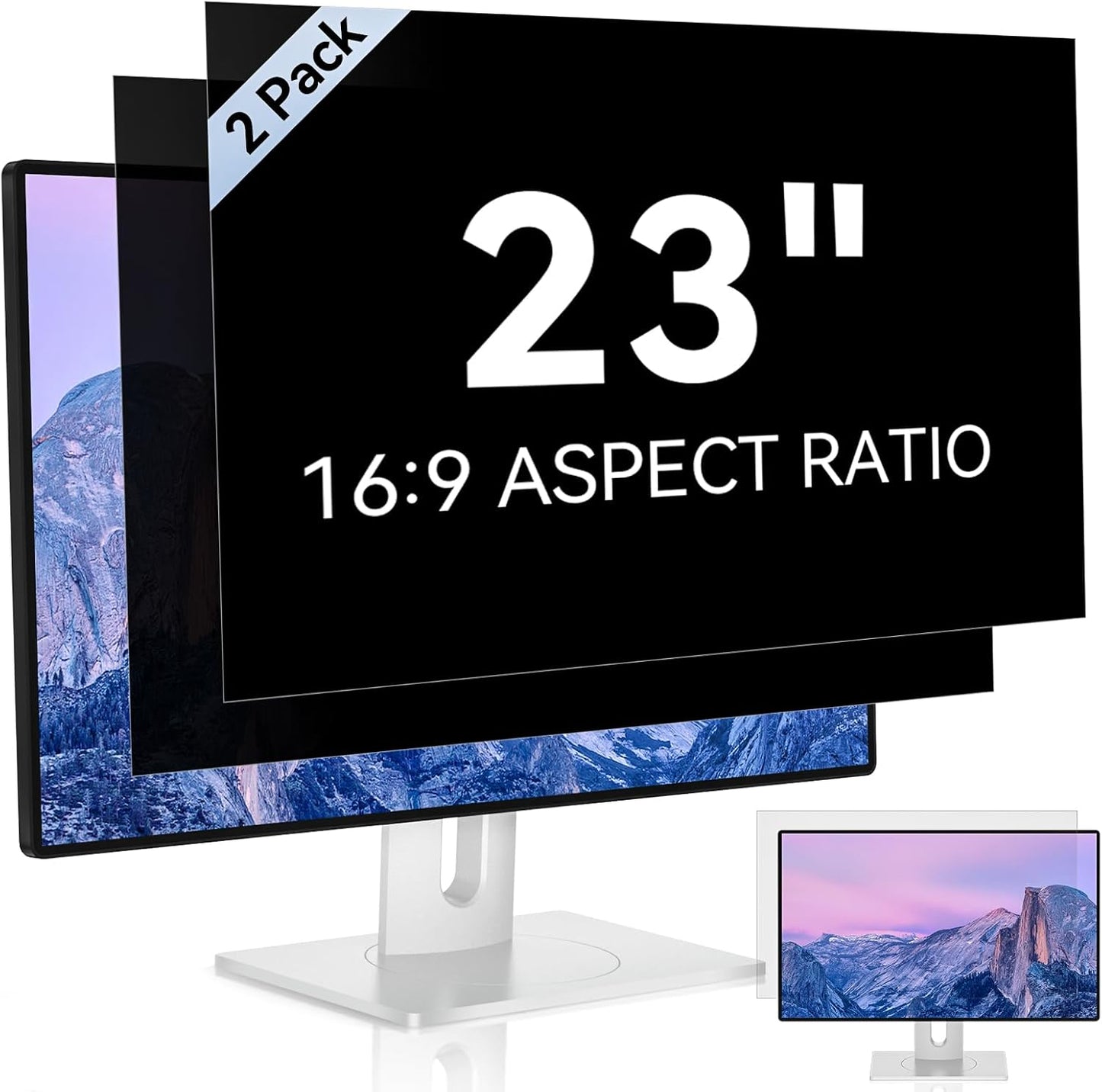 [2 Pack] 23 Inch Computer Privacy Screen for 16:9 Aspect Ratio Widescreen Monitor, Eye Protection Anti Glare Blue Light Computer Monitor Privacy Filter, Removable Anti-Scratch 23in Protector Film