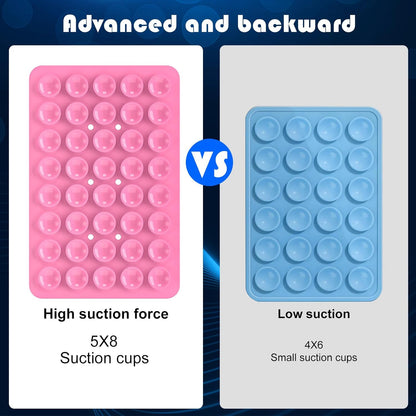 2PACK Silicone Double Sided Suction Phone Case Mount, Detachable Hands Free & Strong Grip Holder for Selfies & Videos, Compatible iPhone Android (2Pack Pink, 40 Suction Cups)