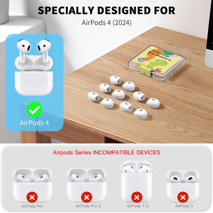 [5 Pairs] for AirPods 4 Ear Tips Covers Sport Anti Slip Anti Scratche Skin Soft Silicone Eartip AirPods 4 Gen Earbuds Accessories Compatible with Apple AirPods 4th Generation (White)