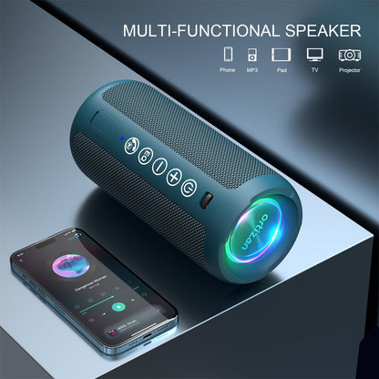 Ortizan Portable Bluetooth Speaker: IPX7 Waterproof, 24W Loud Sound, Deep Bass, Bluetooth 5.3, LED Lights, Wireless Stereo Pairing, 30H Playtime, for Home/Outdoor/Party/Beach, Birthday Gift (Blue)