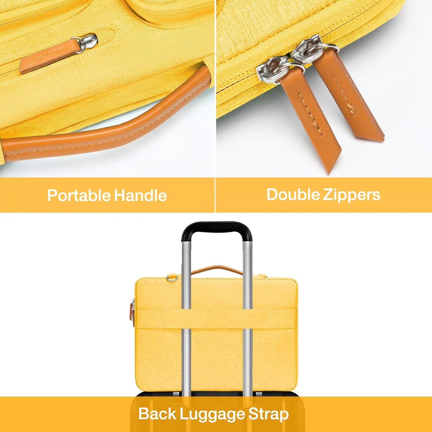 MOSISO 360 Protective Laptop Shoulder Bag,13-13.3 inch Computer Bag Compatible with MacBook, HP, Dell, Lenovo, Asus Notebook,Side Open Messenger Bag with 4 Zipper Pockets&Handle, Yellow
