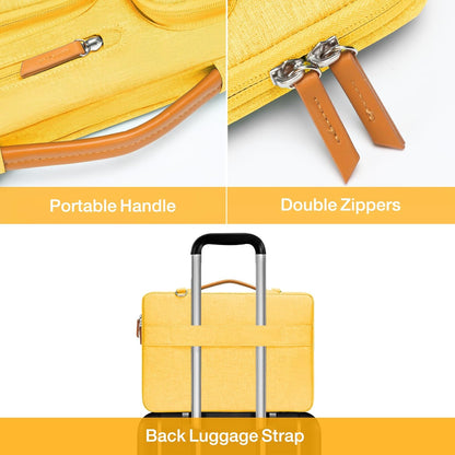 MOSISO 360 Protective Laptop Shoulder Bag,15-15.6 inch Computer Bags Compatible with MacBook Pro 16 inch, HP, Dell, Lenovo, Asus Notebook,Side Open Messenger Bag with 4 Zipper Pockets, Yellow