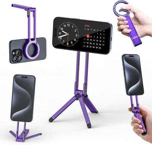 ULANZI MA30 Magnetic Phone Tripod Stand for iPhone - Aluminium Maglock Smartphone Mini Tripod Pocket Cell Phone Stand Strong Magnet Quick Mount Compatible with iPhone 16 15 14 13 12 Series, Purple