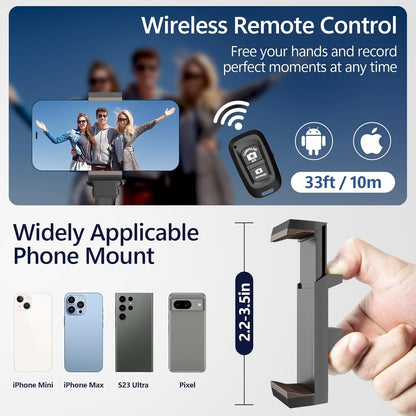 EMART 70" Flexible Phone Tripod for iPhone, Overhead Cellphone Holder &Camera Stand with Gooseneck and Remote, Selfie Stick for Video Recording, Live Streaming, Cooking, Vlogging, Fitness