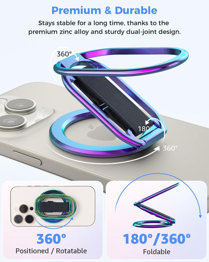 [2025 Upgraded] SUPERONE for MagSafe Phone Grip for MagSafe Kickstand Compatible with Mag Safe Finger Loop, 4-in-1 Phone Ring Holder Strap for iPhone 16/15/14/13/12 Series and Mag Safe Case - Colorful
