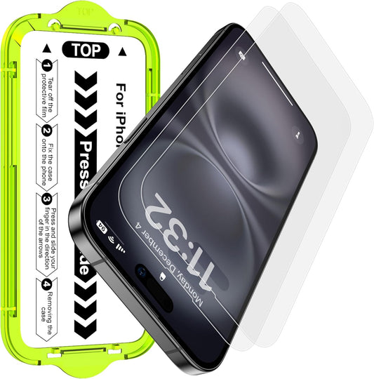 Esanik for iPhone 16 Plus/15 Plus Matte Glass Screen Protector [Auto-alignment] Anti-Glare & Anti-Fingerprint,Anti-Reflection,Bubble Free, Smooth as Silk, 2 Pack 9H Glass Screen Cover