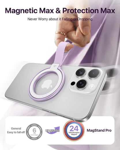 andobil [2025 Unrivaled Stability] Magnetic Phone Grip Holder for MagSafe Ring Stand Holder Kickstand Compatible with MagSafe Accessories for iPhone 16 Pro Max Plus iPhone15/14/13/12&Android,Purple