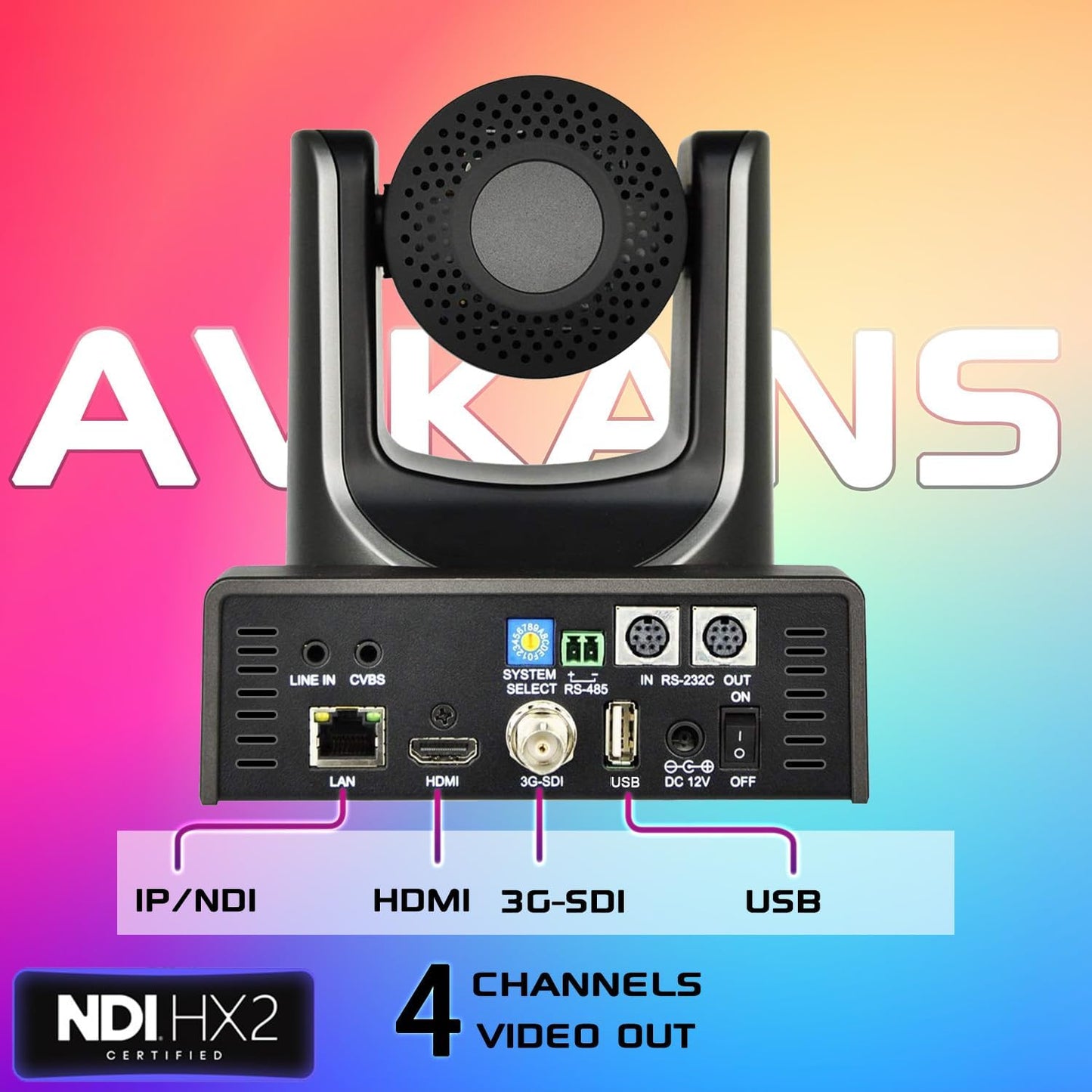 AVKANS NDI PTZ Camera, AI-Base Auto Frame Tracking Camera, 20X Zoom HDMI PTZ with SDI USB POE for Church House of Worship Live Streaming and Recording (NDI License Included)