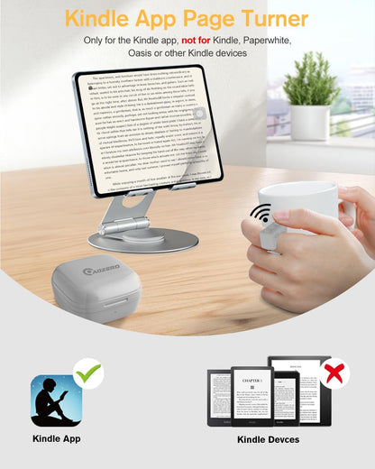 ADZERD Remote Control for TikTok, Page Turner for iPad iPhone, Bluetooth Camera Video Recording Remote, Scrolling Ring for TIK Tok, iPhone, iPad, iOS, Android - Grey