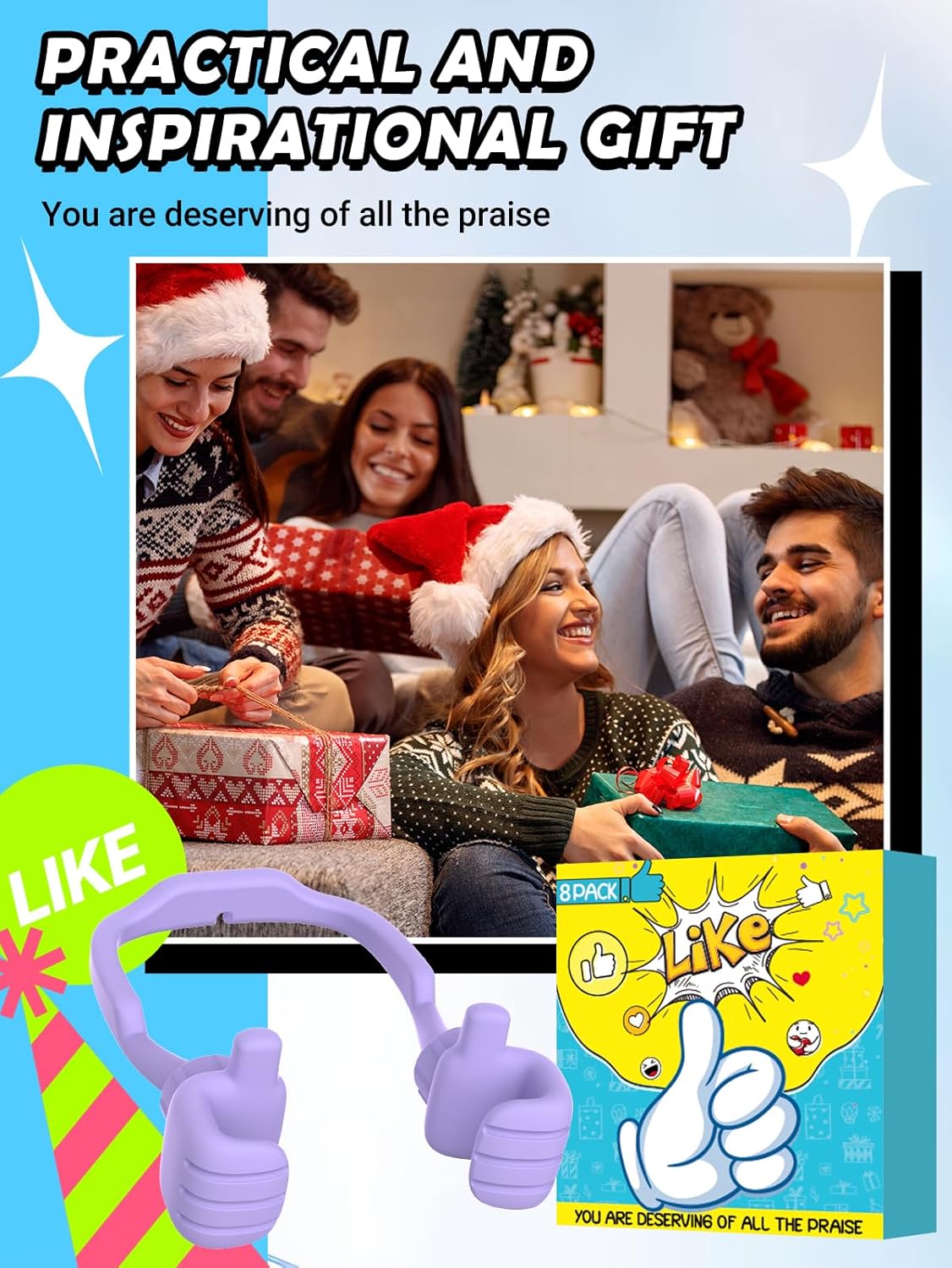 Dad Gifts for Fathers Day from Daughter Son Cell Phone Stand: 8 Pack UPGRADE Adjustable Thumbs Up Lazy Phone Holder for Desk Fun Birthday Gifts for Grandma Teens Girls Boys Adults Husband from Wife