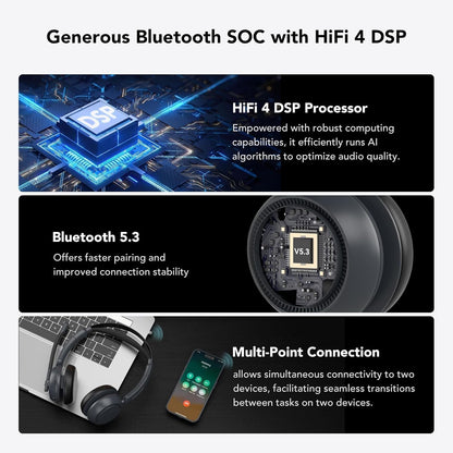 NUROUM HP31S(2nd Gen) Single Ear Wireless Headset with Mic, Bluetooth Headset with Noise Cancelling Microphones, Charging Stand, One Ear, Multi-Point/Mute, 45H Playback for Trucker/Call Center/Office