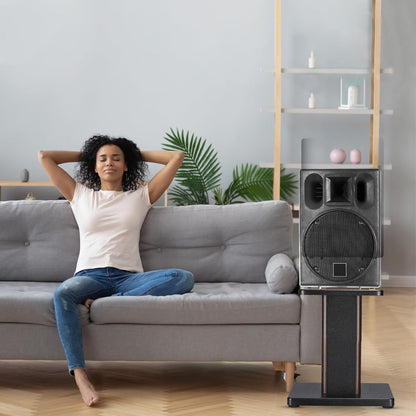 MECCANIXITY Wood Speaker Stands, 2 Pack 19.7 Inch (50cm) Universal Speaker Stand Hollowed Bases Enhanced Audio Listening for Home Theaters Cinema