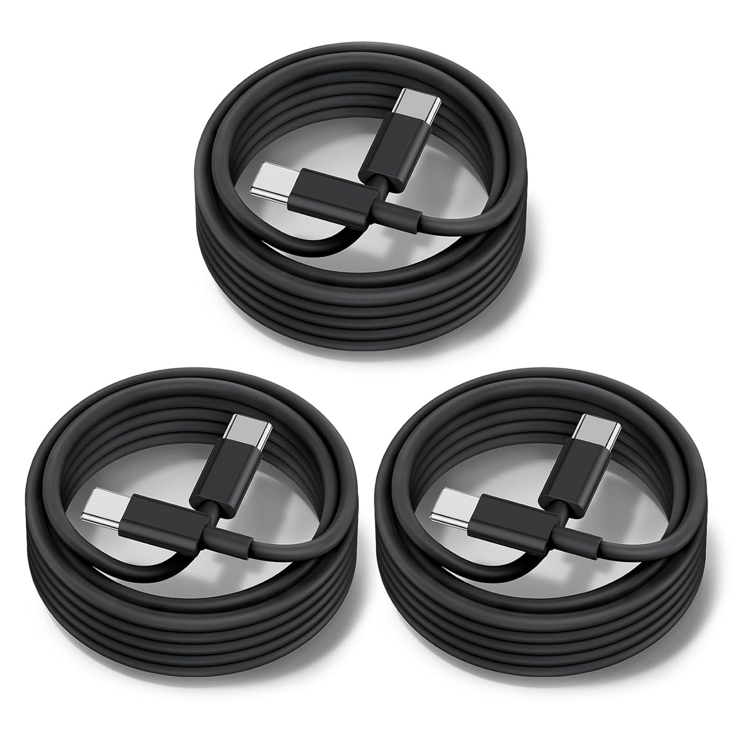 [3+6+10FT] 60W USB C to C Cable 3Pack iPhone 15 Fast Charging Cable,USB-C to USBC Power Cord for iPhone 15/15 Pro/15 Plus/15 Pro Max,MacBook Pro Air/IPad Air 4/5/iPad Pro 12.9/11(Black)