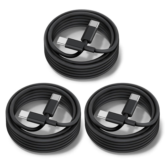 [3+6+10FT] 60W USB C to C Cable 3Pack iPhone 15 Fast Charging Cable,USB-C to USBC Power Cord for iPhone 15/15 Pro/15 Plus/15 Pro Max,MacBook Pro Air/IPad Air 4/5/iPad Pro 12.9/11(Black)
