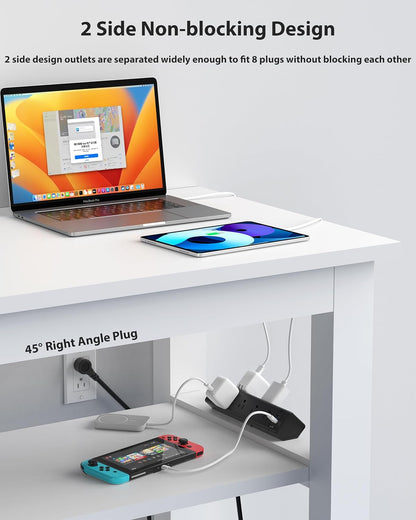 40W Fast Charging Station,Desk Clamp Power Strip 20W USB C,8 Outlets,8 USB Ports,4 USB C and 4 USB A, Office Furniture Surge Protector, 14AWG Cord, Fits 1.9" Tabletop Edge (Black, 10FT Length)