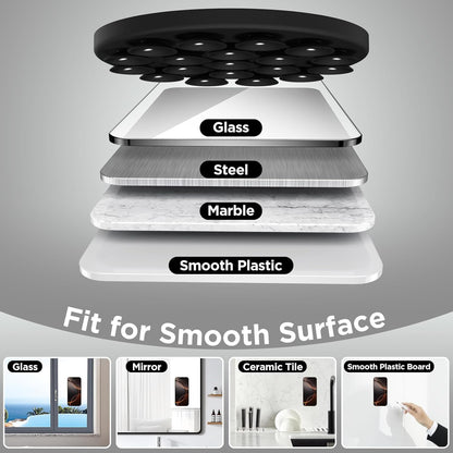 Magnetic Suction Cup Phone Mount for MagSafe Case, Silicone Hands-Free Phone Grip Holder for iPhone and Android, Mirror Shower Phone Stand for Makeup FaceTime Gym Kitchen Bathroom, Black