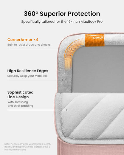 tomtoc 360° Protective Laptop Sleeve for 16-inch MacBook Pro M4/M3/M2/M1 Pro/Max A3403 A3186 A2991 A2780 A2485 A2141 2024-2019, Dell XPS 16 Laptop, Water-Resistant MacBook Case with Accessory Pocket