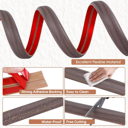 Floor Cord Cover for Wires on Floor Self Adhesive Cord Hider Floor Cable Management Wire Covers for Cords Protector Prevent Cable Trips Cord Cavity W 0.59" x H 0.31", Grayish Brown Wood, 3.3Ft