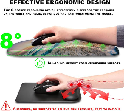 Mouse Pad Wrist Support, Ergonomic Mouse Pad with Massage Dot, Comfortable Computer Mouse Pad for Laptop, Wrist Rest Pain Relief Mousepad with Non-Slip PU Base for Office & Home, 12 x 8 in