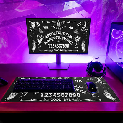 Mysterious Spirit Goth Gaming Mouse Pad 31.5x11.8 Inch Large Desk Mat Black Extended Pads Big Mousepad Non-Slip Rubber Base Keyboard Mat with Stitched Edges for Gaming Laptop Computer PC Desktop