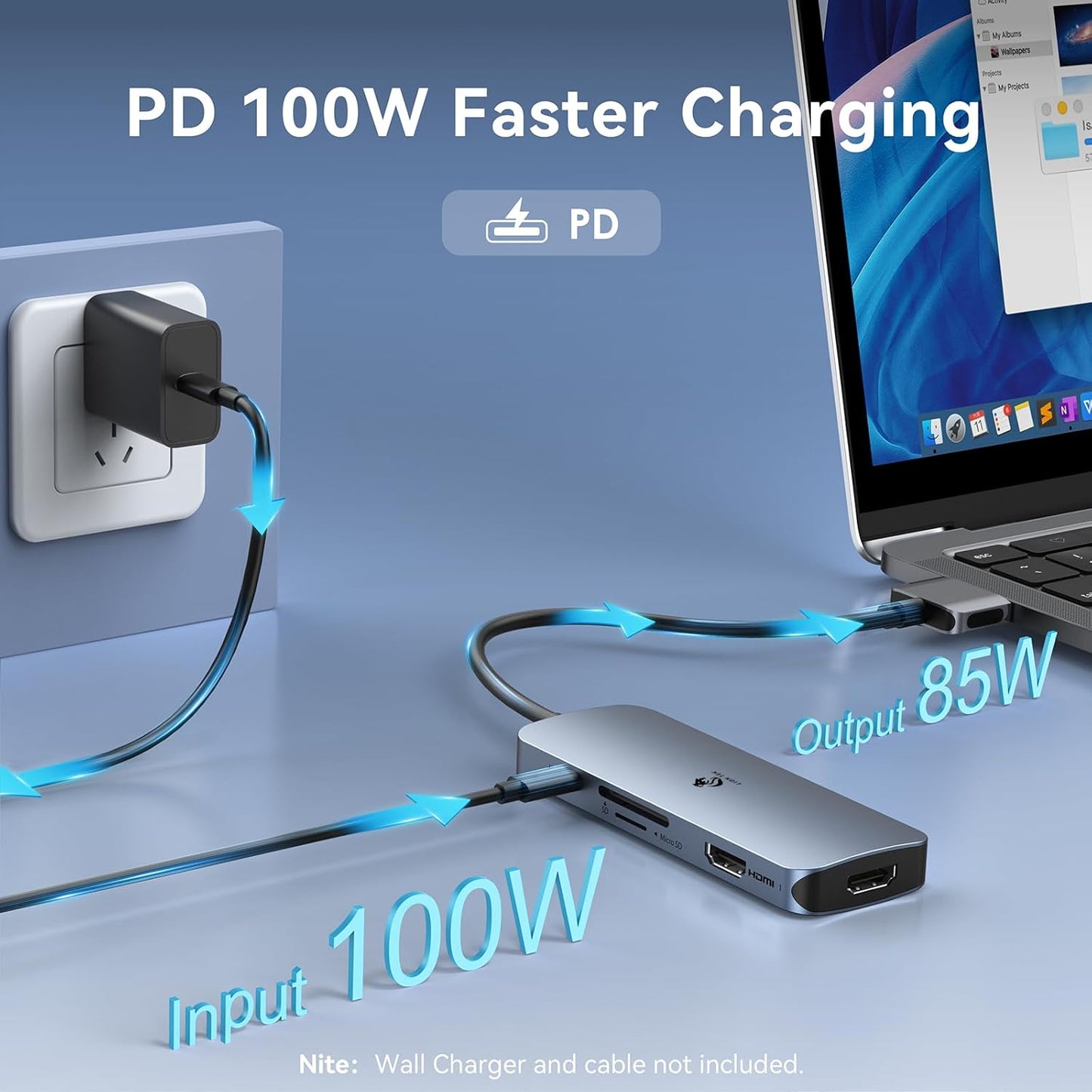 Docking Station for MacBook Pro Air, LIONWEI USB C Docking Station Dual Monitor, Dual HDMI Adapter Hub for Mac MacBook Pro with 2 HDMI, 3 USB 3.0, SD TF Card Reader and 100W PD USB C Charging Port