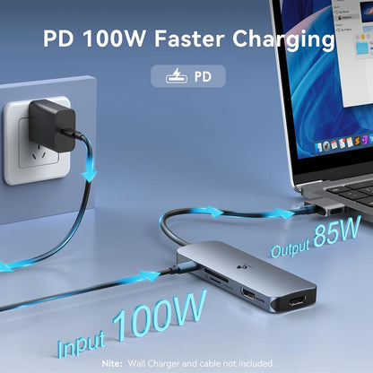 Docking Station for MacBook Pro Air, LIONWEI USB C Docking Station Dual Monitor, Dual HDMI Adapter Hub for Mac MacBook Pro with 2 HDMI, 3 USB 3.0, SD TF Card Reader and 100W PD USB C Charging Port