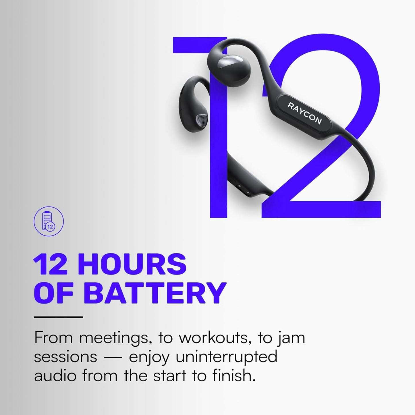 Raycon Open Headphones – Lightweight Wireless Over-Ear Design with Immersive Sound Quality, Long Battery Life, and Comfortable Fit for All-Day Wear - (Black)