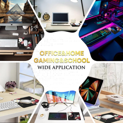 JIKIOU 3 Pack Mouse Pad with Stitched Edge, Comfortable Mouse Pads with Non-Slip Rubber Base, Washable Mousepads Bulk with Lycra Cloth, Mouse Pads for Computers Laptop Mouse 10.2x8.3x0.12inch Peony