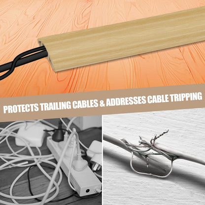 Floor Cord Cover Self Adhesive Cord Hider,3.3FT Cable Management, Extension Strip Protector for Wires, Prevent Cable Trips for Offices, Gyms, Exhibitions Cavity:0.47"(W) x0.35(H) WoodLightyellow
